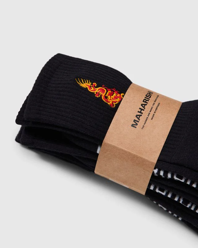 1264 Micro Dragon Sport Sock 3 Pack in Black