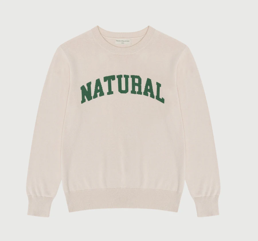 Natural Jacquard Knit Sweater in Bone