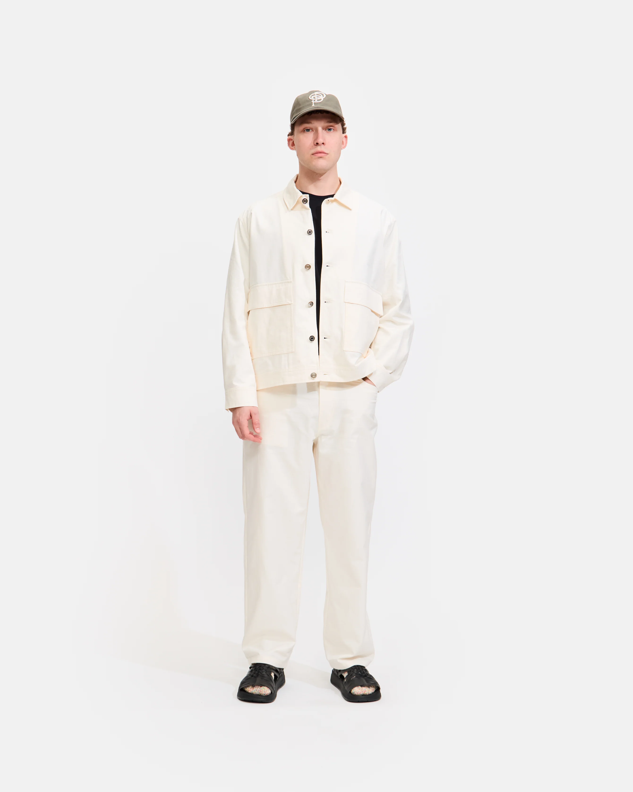 Full Button Linen Jacket in Off White