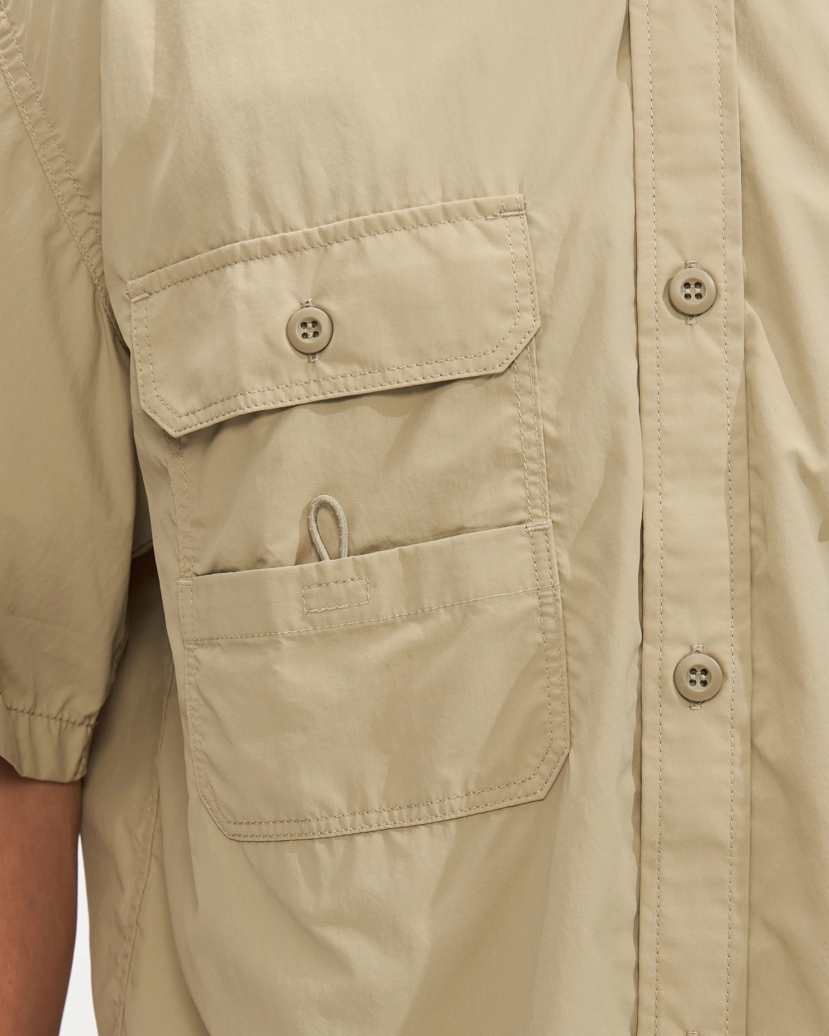 Nylon Short Sleeve Shirt in Beige