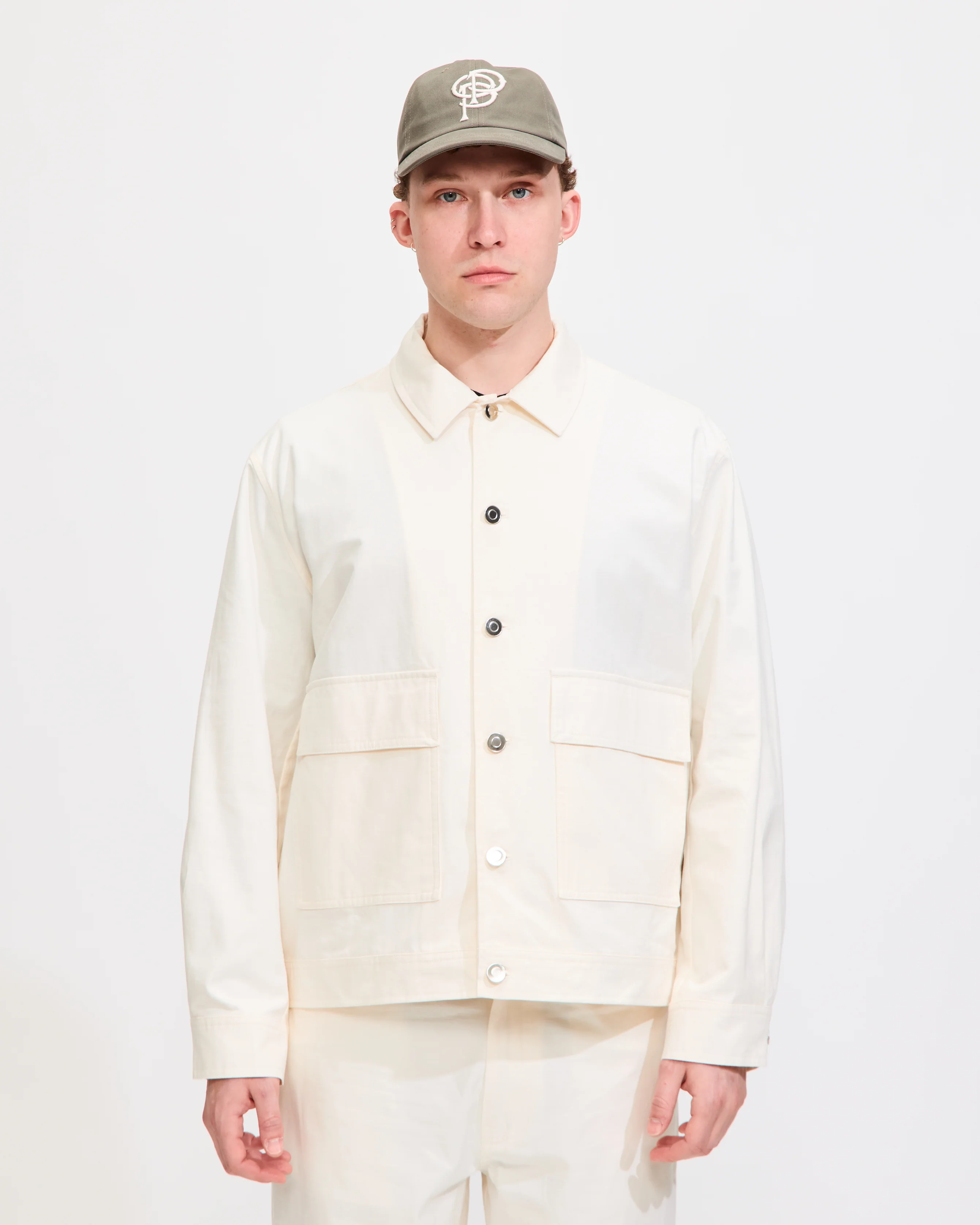 Full Button Linen Jacket in Off White