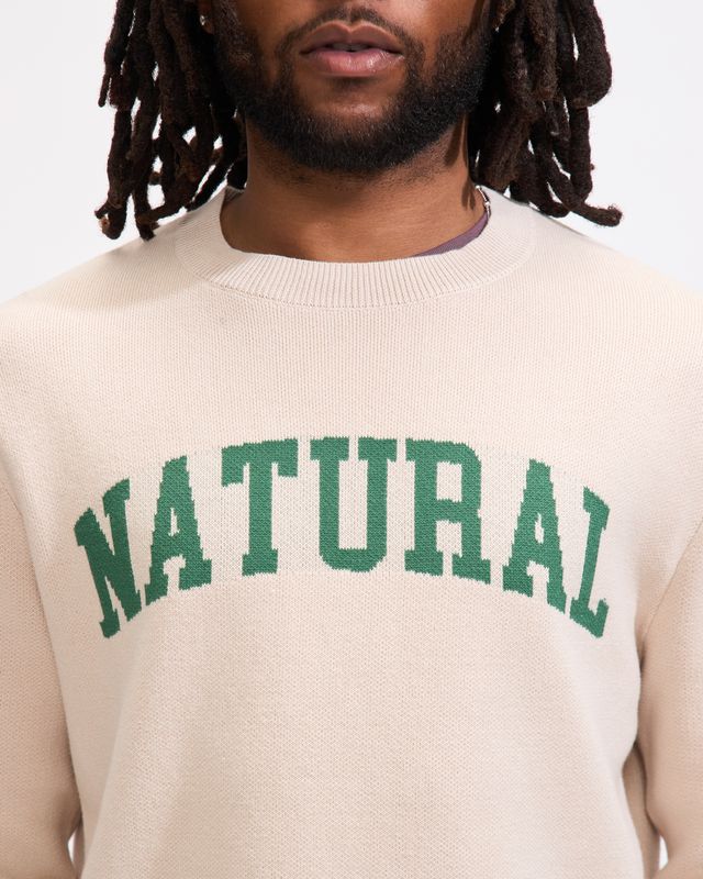 Natural Jacquard Knit Sweater in Bone