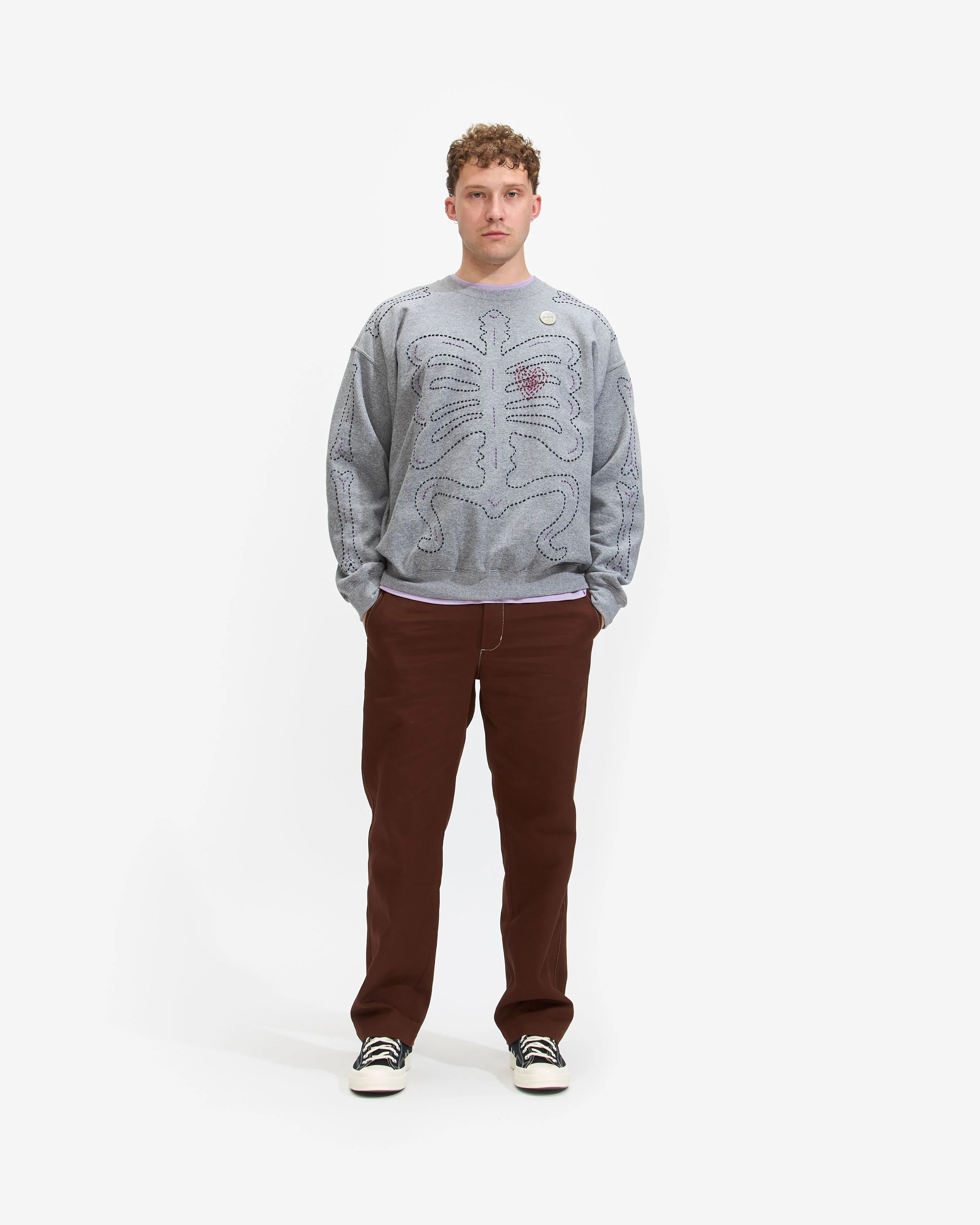 Contrast Stitch Chino Pant in Chocolate