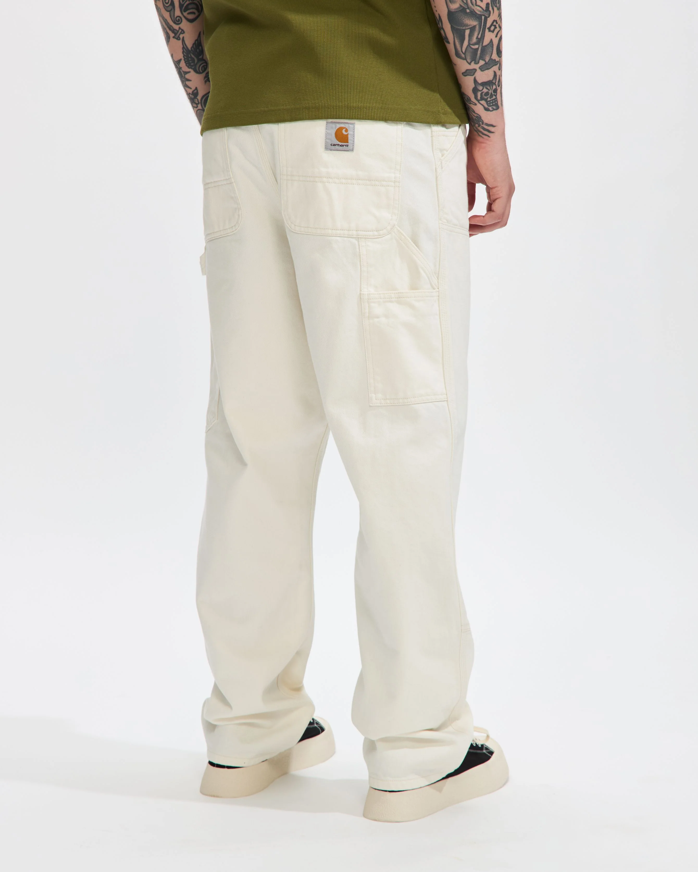 Double Knee Denim Pant in White