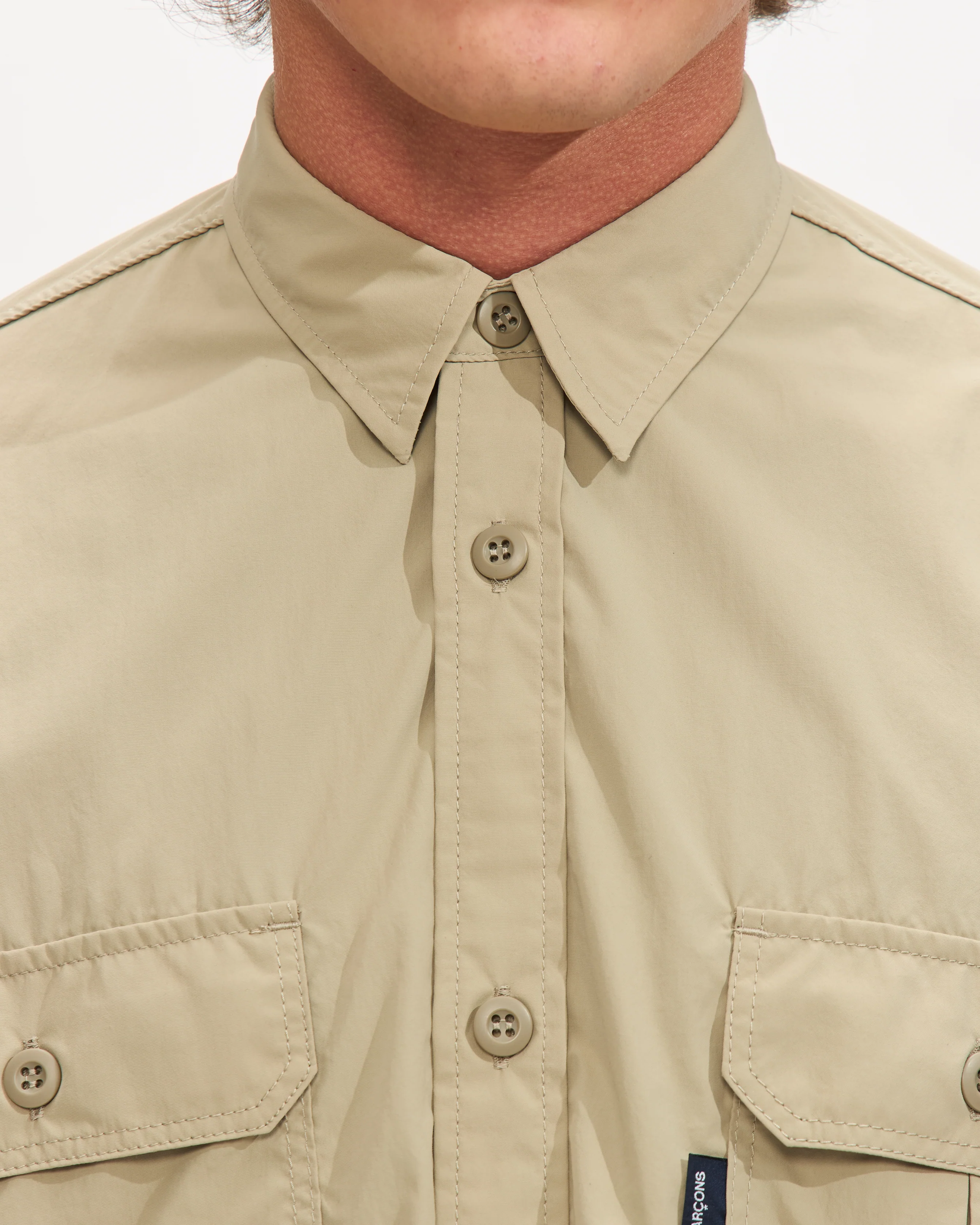 Nylon Short Sleeve Shirt in Beige