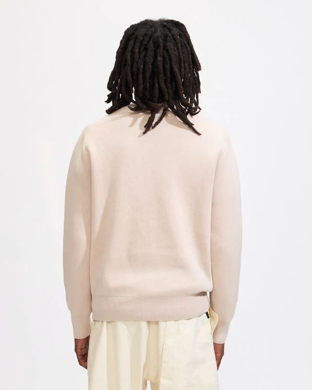 Natural Jacquard Knit Sweater in Bone