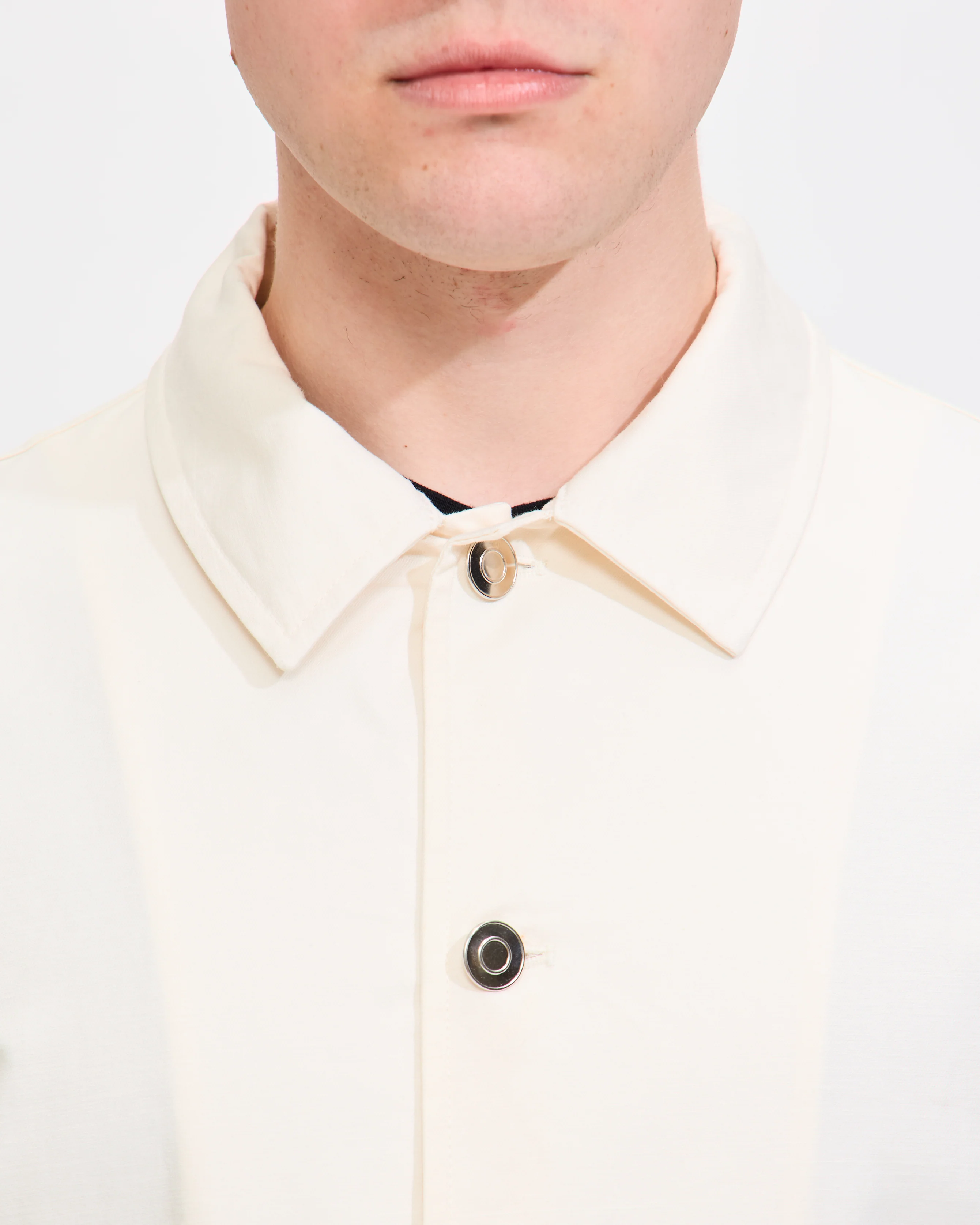 Full Button Linen Jacket in Off White