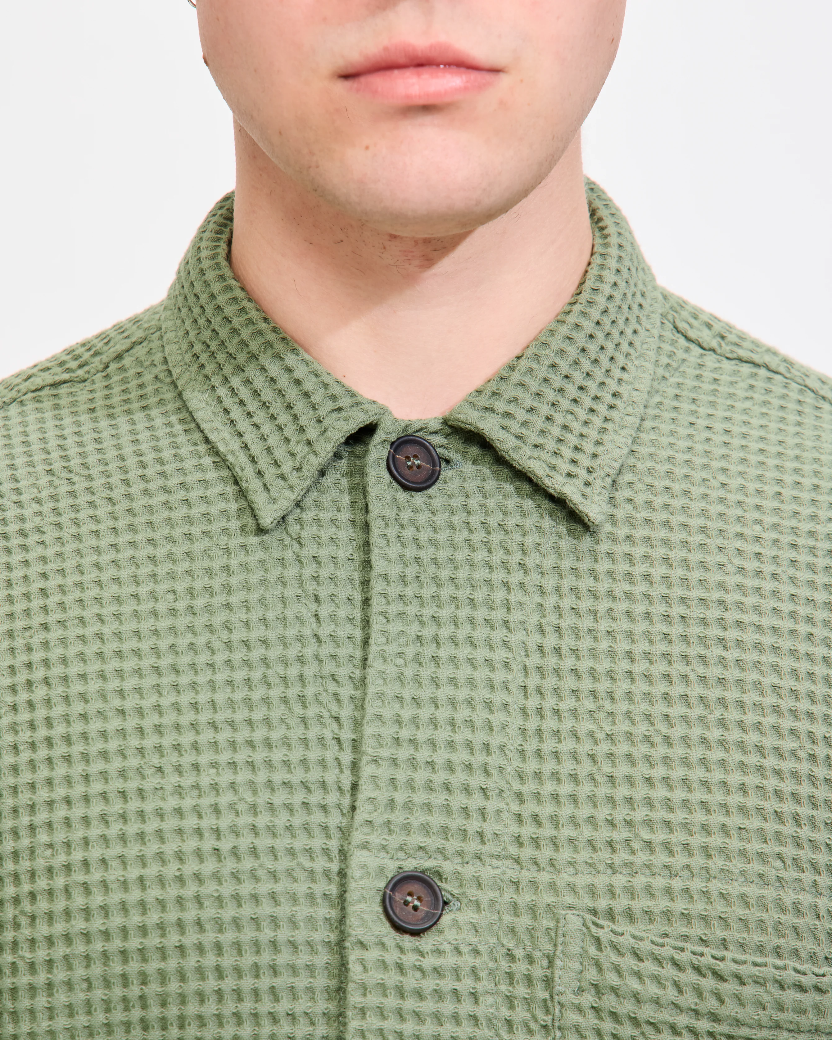 Tech Overshirt in Birch Pike Waffle