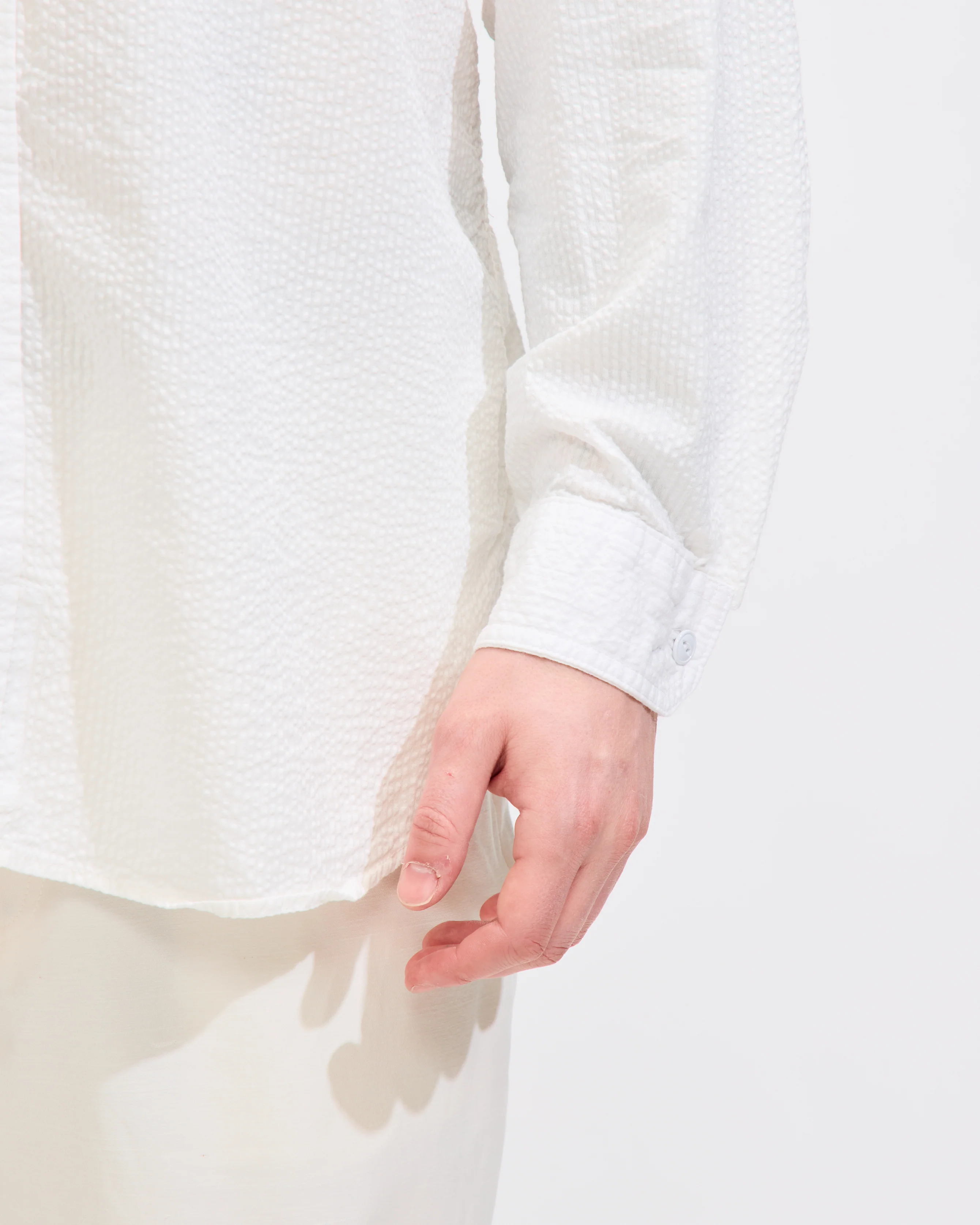 Work Shirt in White Tone & Tone Seersucker