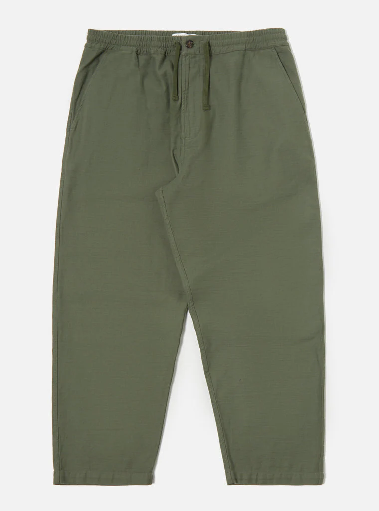 Hi Water Trouser in Olive Slub Sateen