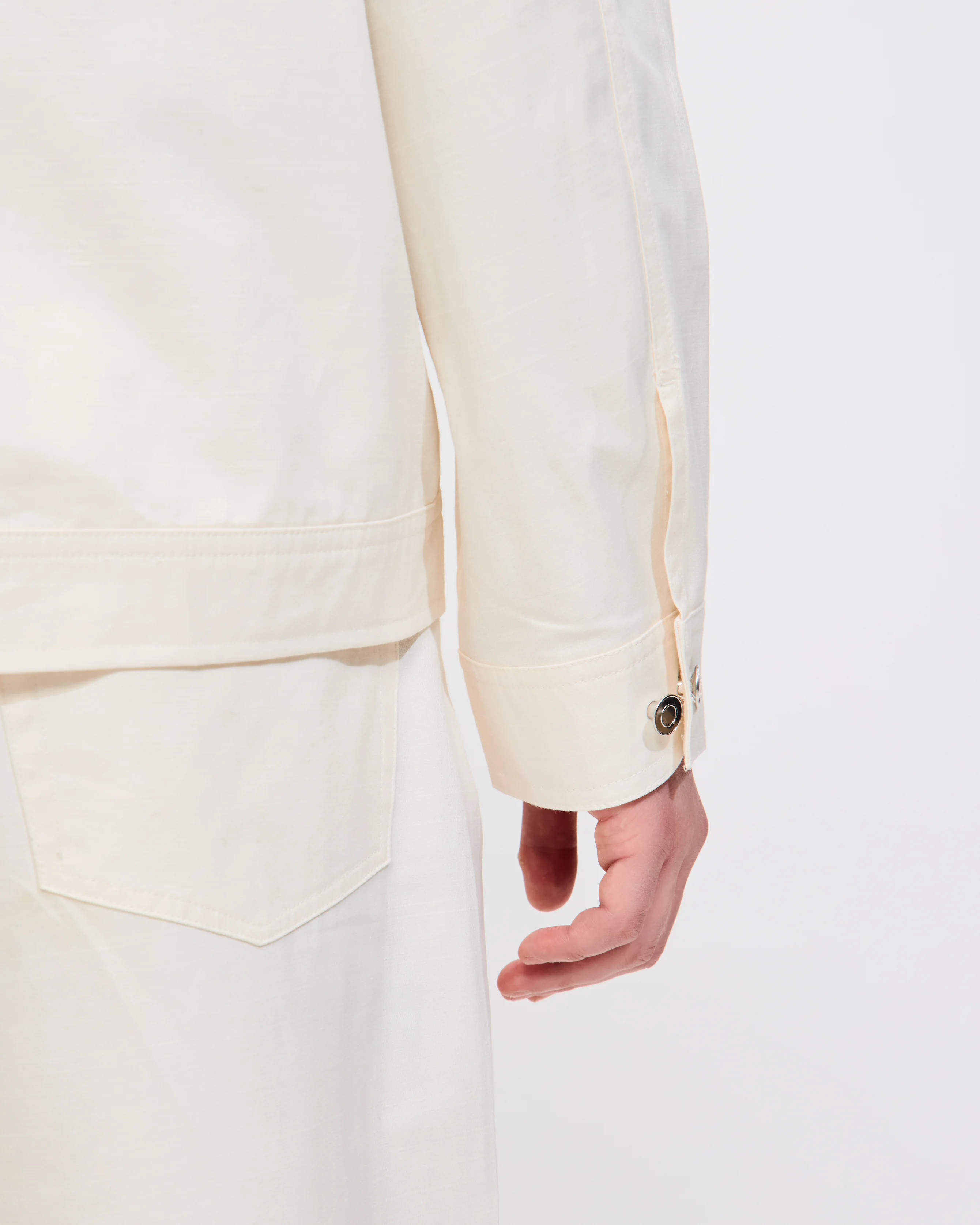 Full Button Linen Jacket in Off White