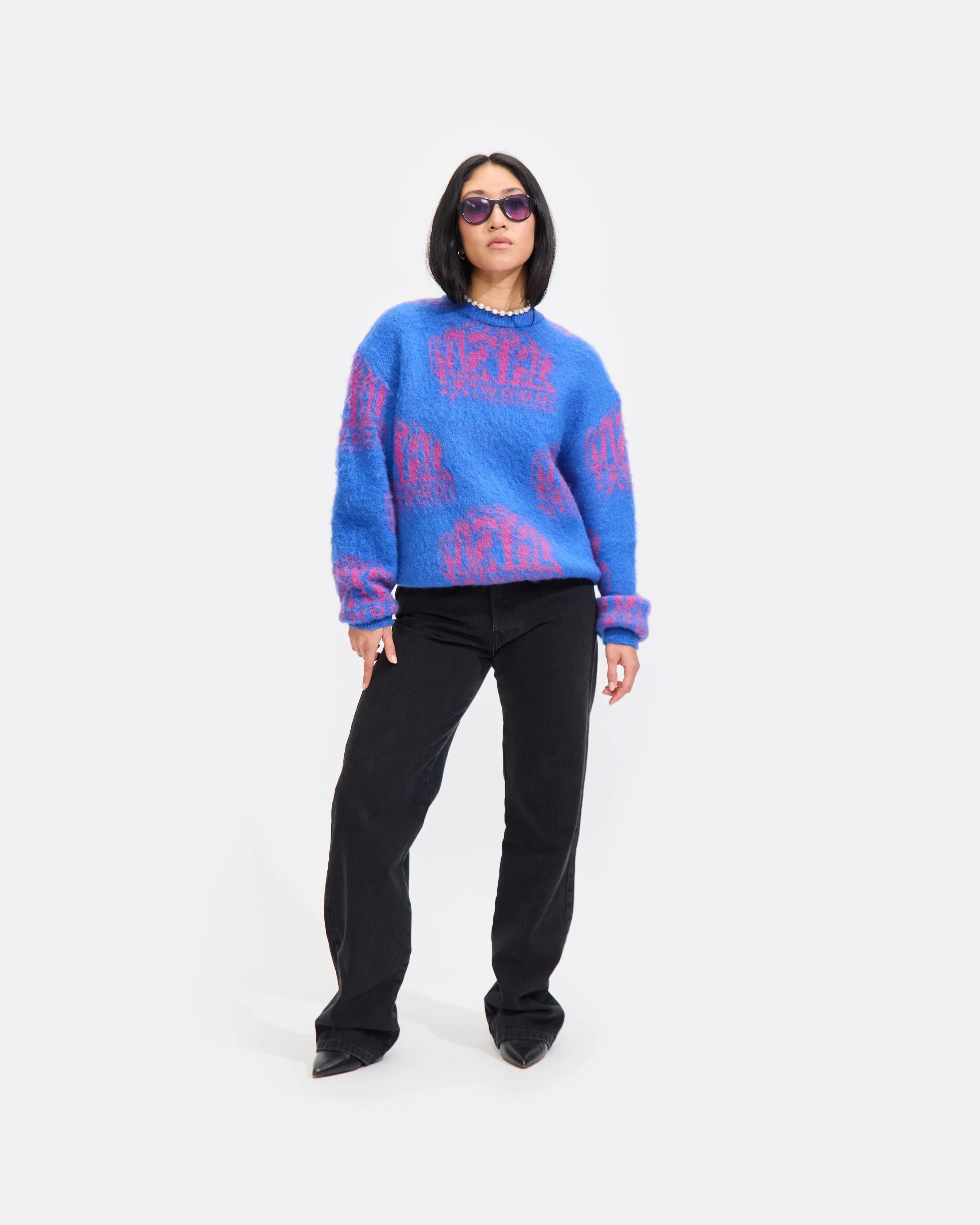 Flower Rave Shaggy Sweater in Hydrangea