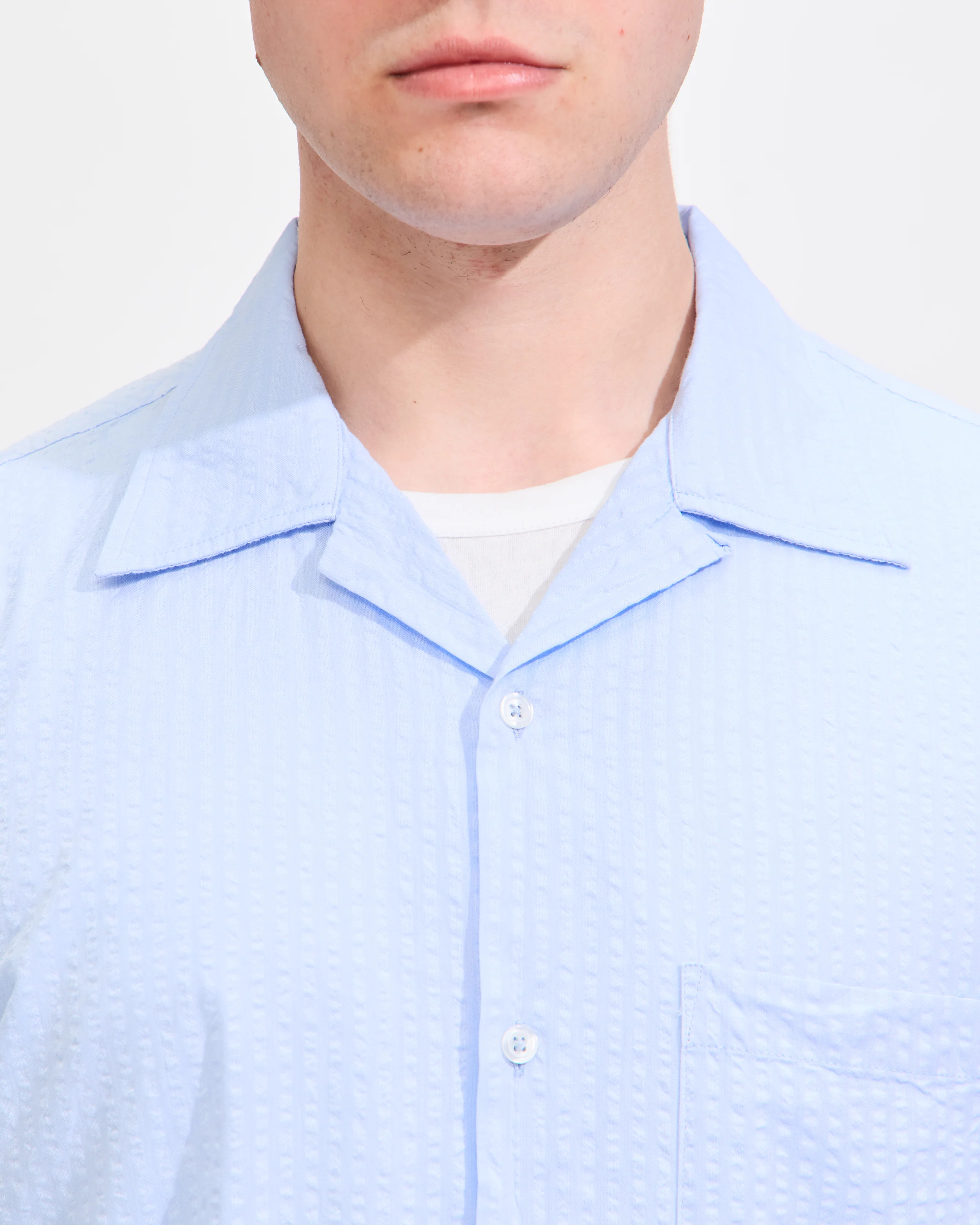 Camp Shirt II In Pale Blue Onda Cotton