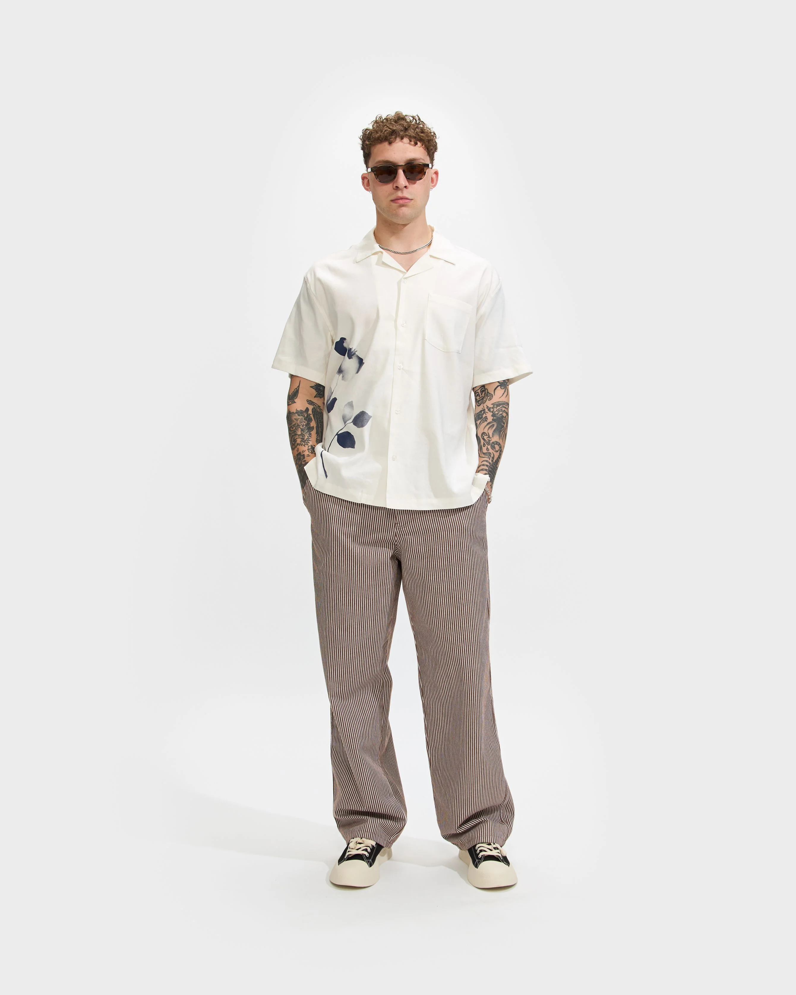 Canty Floral Impressions Short Sleeve Shirt in Ivory