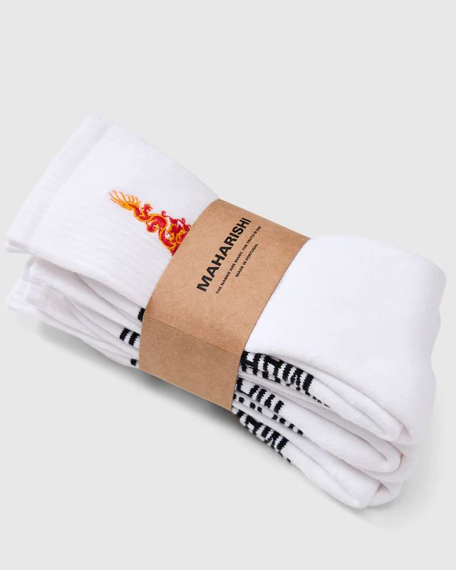 1264 Micro Dragon Sport Sock 3 Pack in White