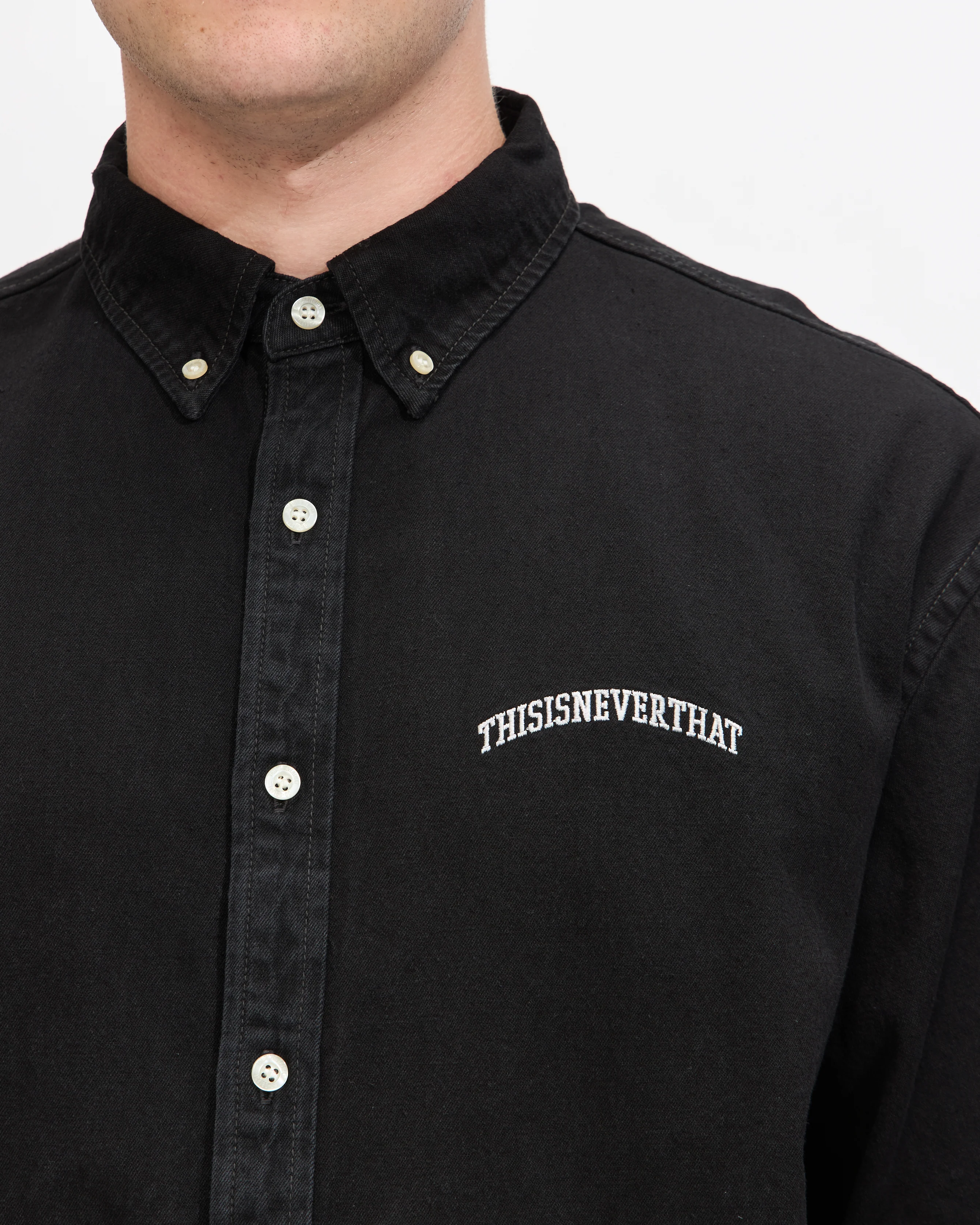 Washed Denim Shirt in Black