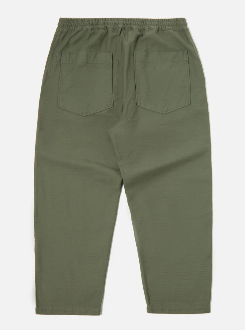 Hi Water Trouser in Olive Slub Sateen
