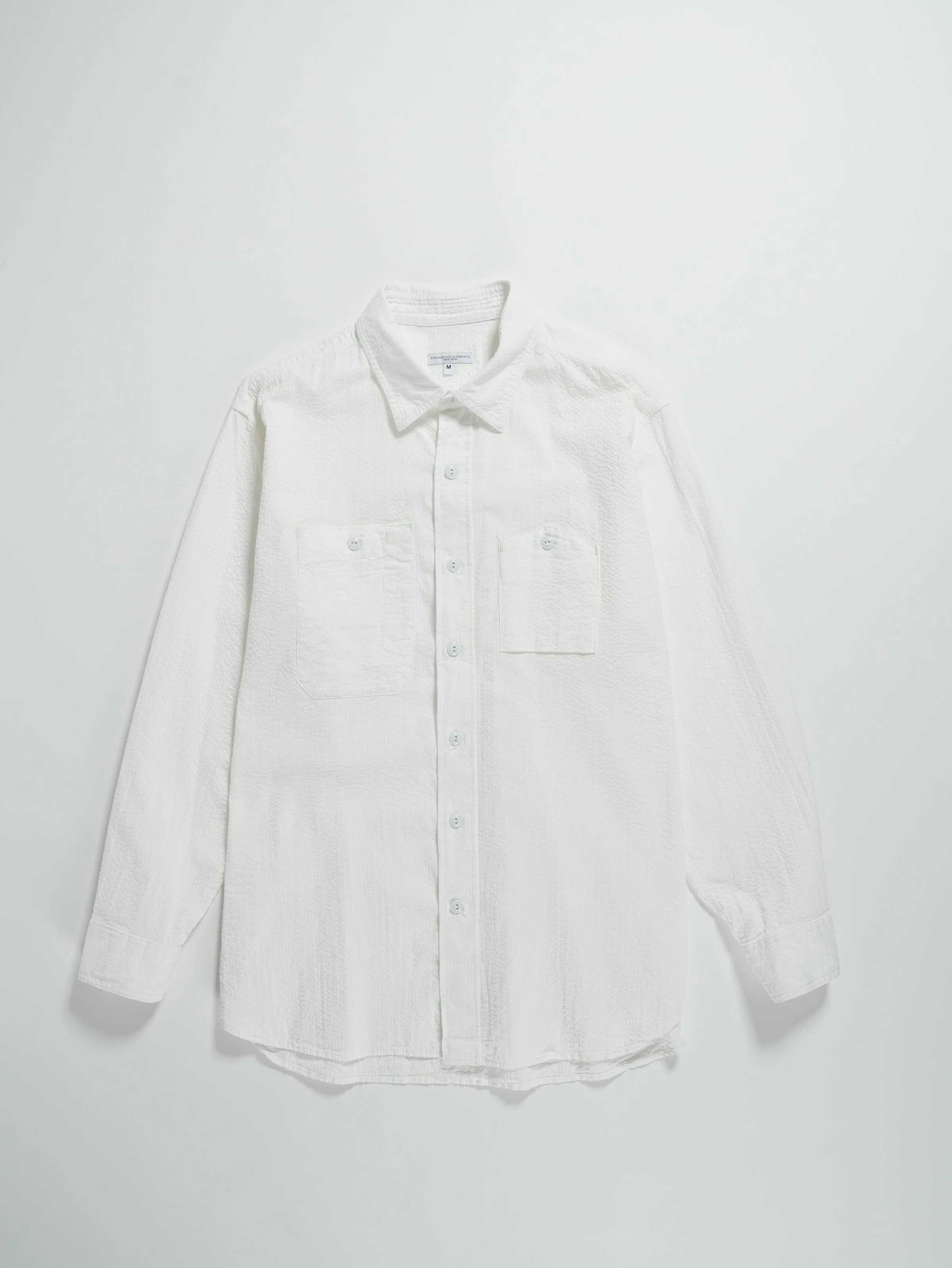 Work Shirt in White Tone & Tone Seersucker