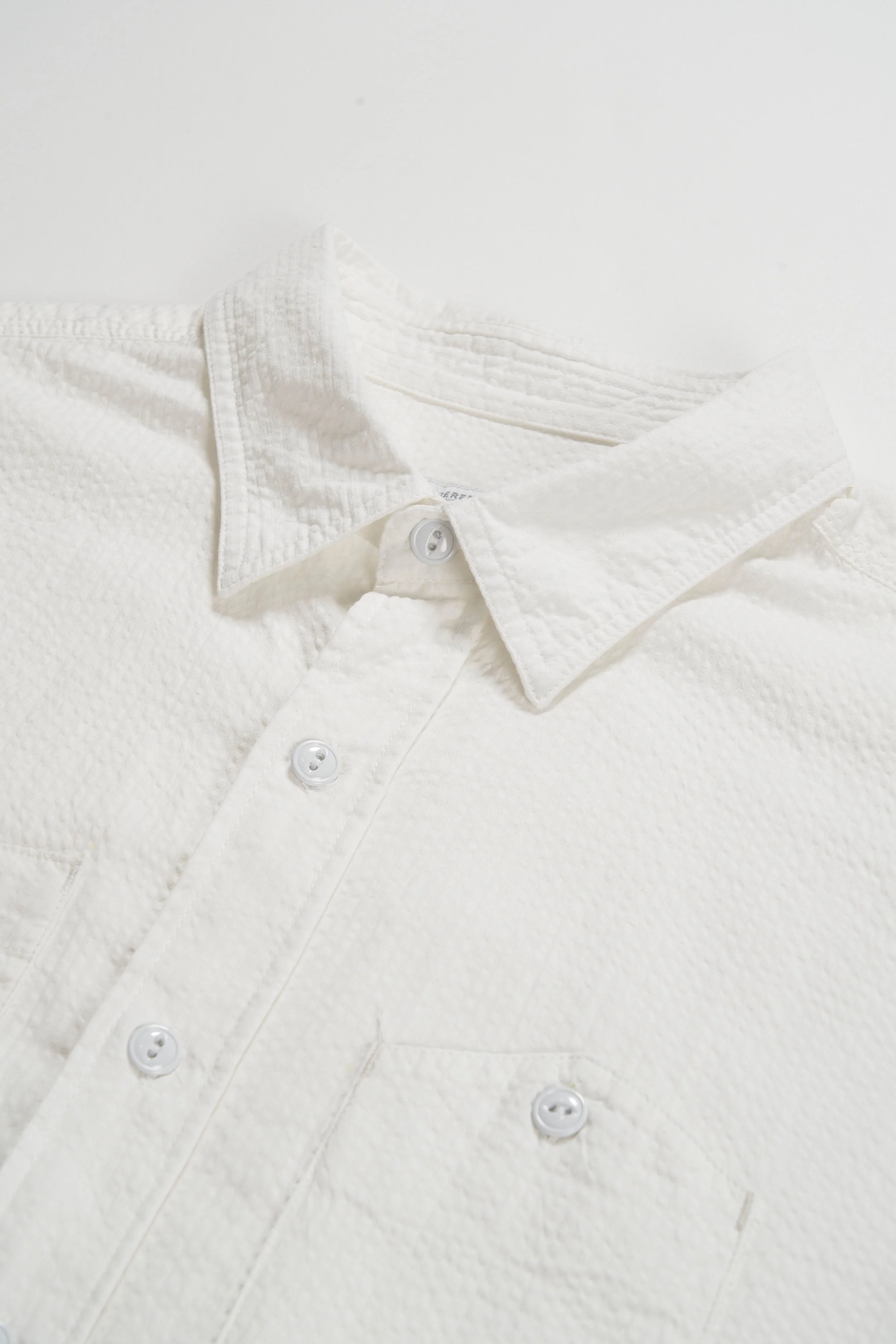 Work Shirt in White Tone & Tone Seersucker