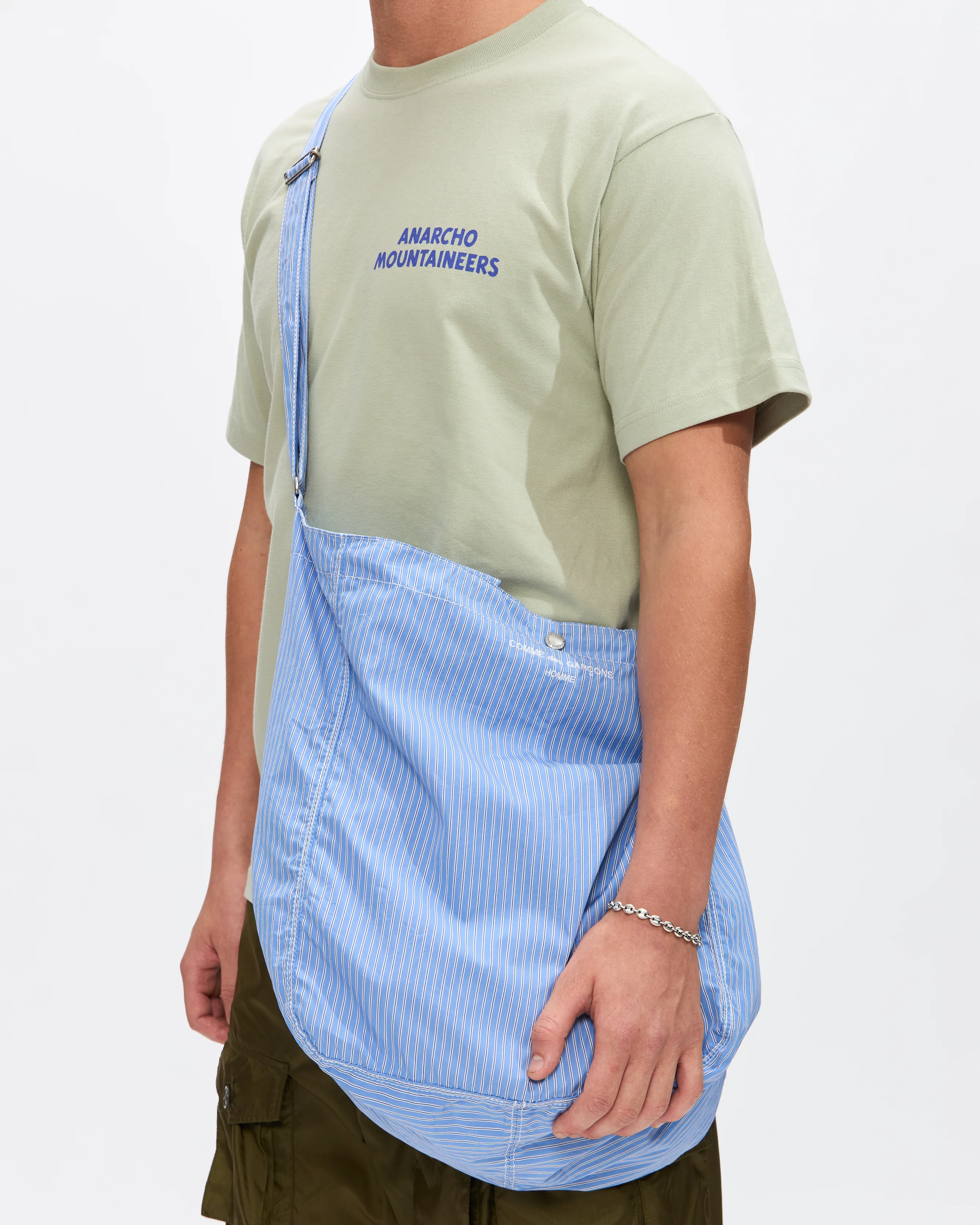 Cotton Tote Bag in Blue/White