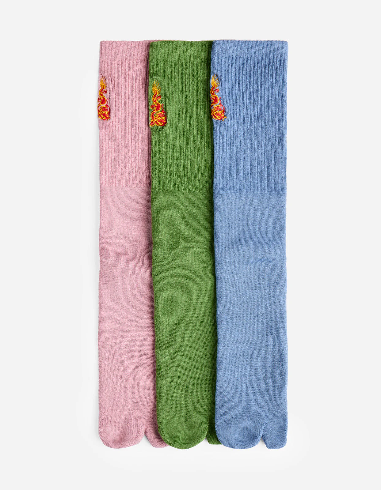 1264 Micro Dragon Tabi Sock 3 Pack in Blue/Green/Pink