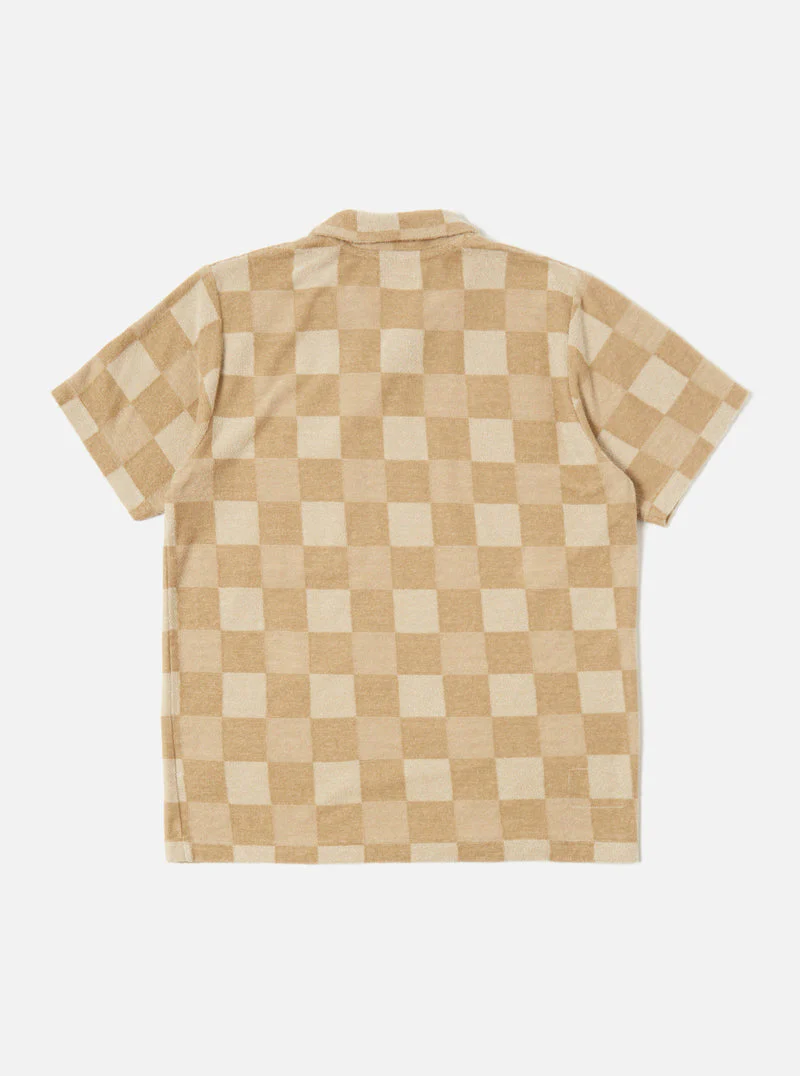 Vacation Polo In Sand Checkboard Towelling