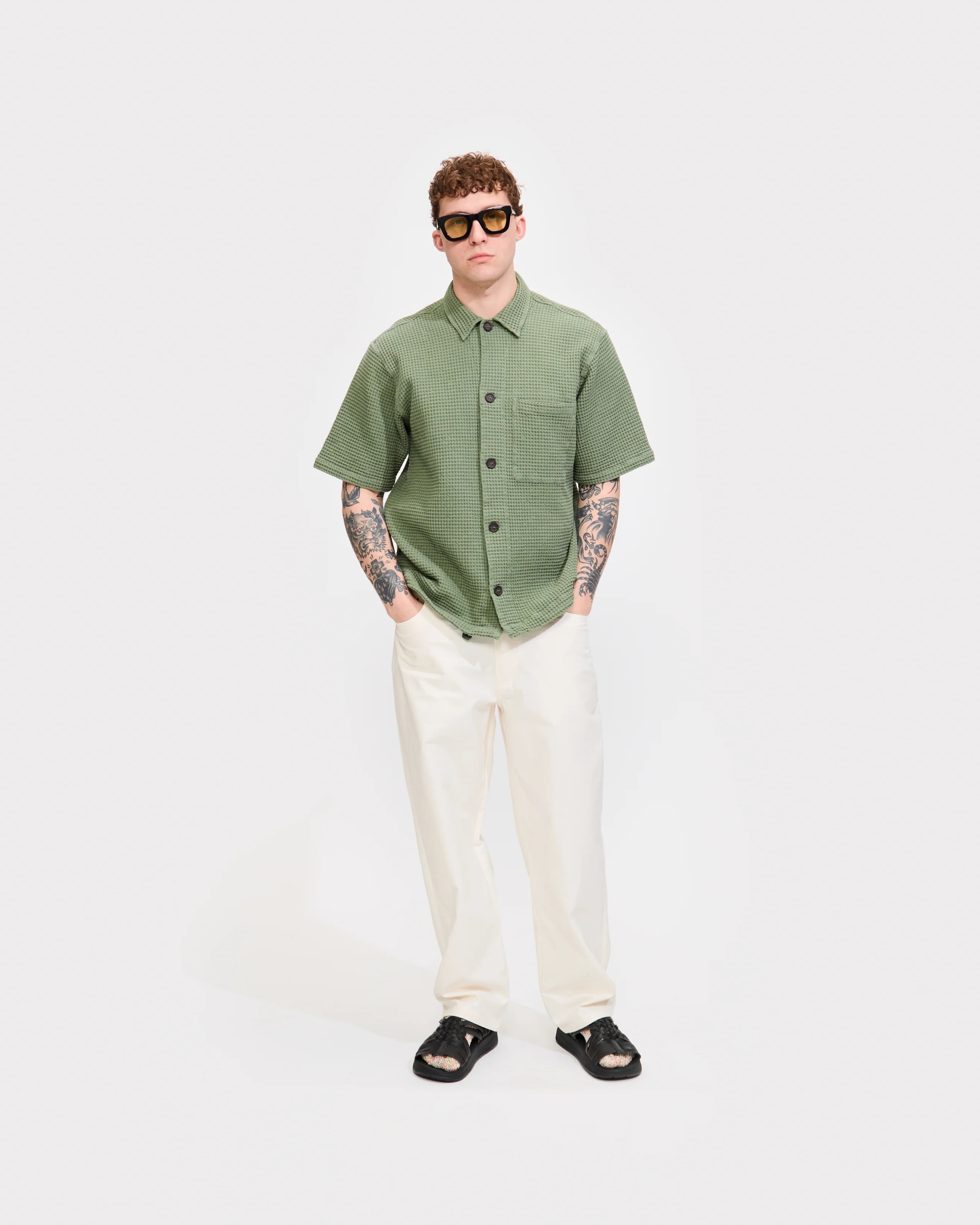 Tech Overshirt in Birch Pike Waffle