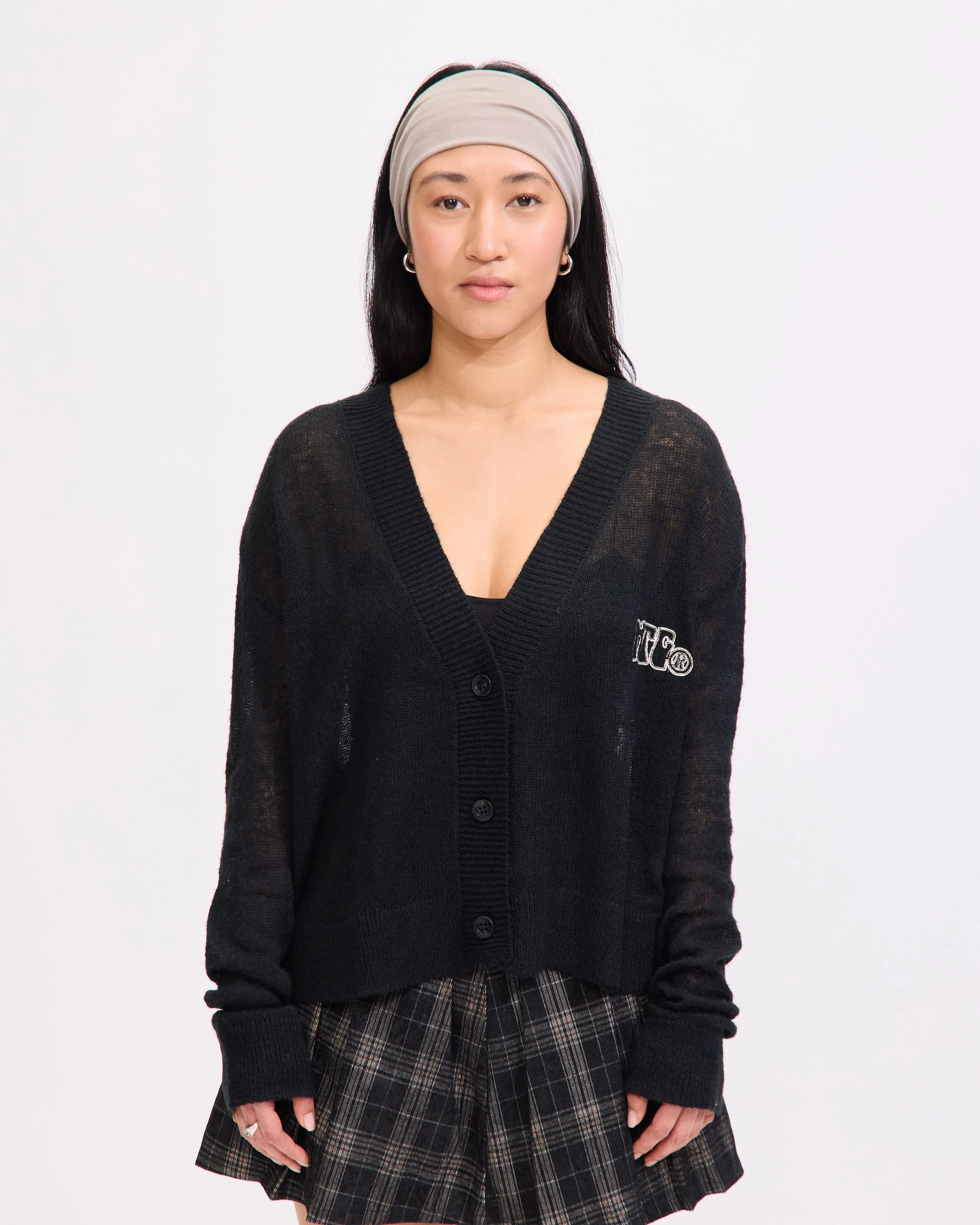 Womens Mohair Cardigan in Black