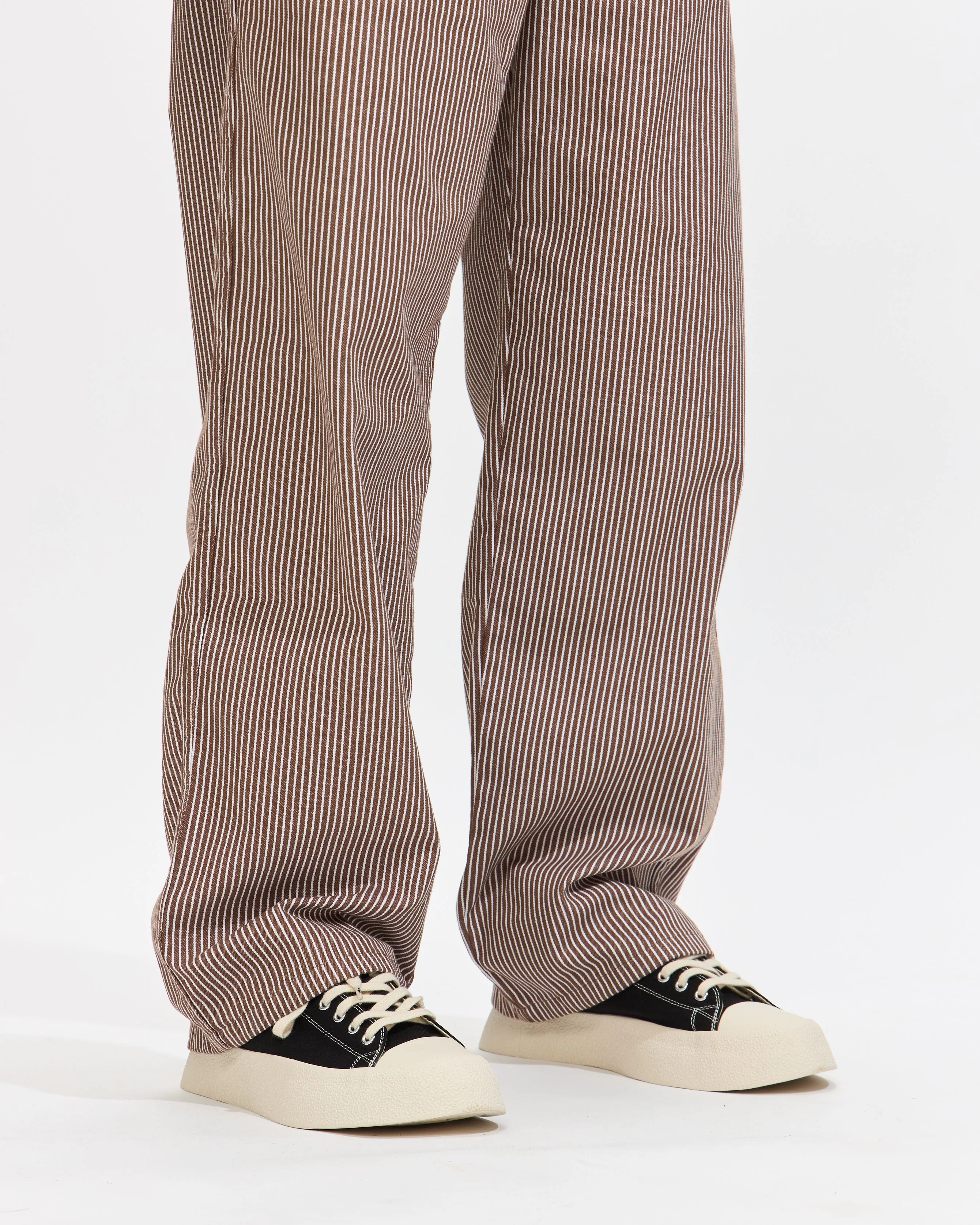 George Stripe Cotton Twill Pant in Dark Earth