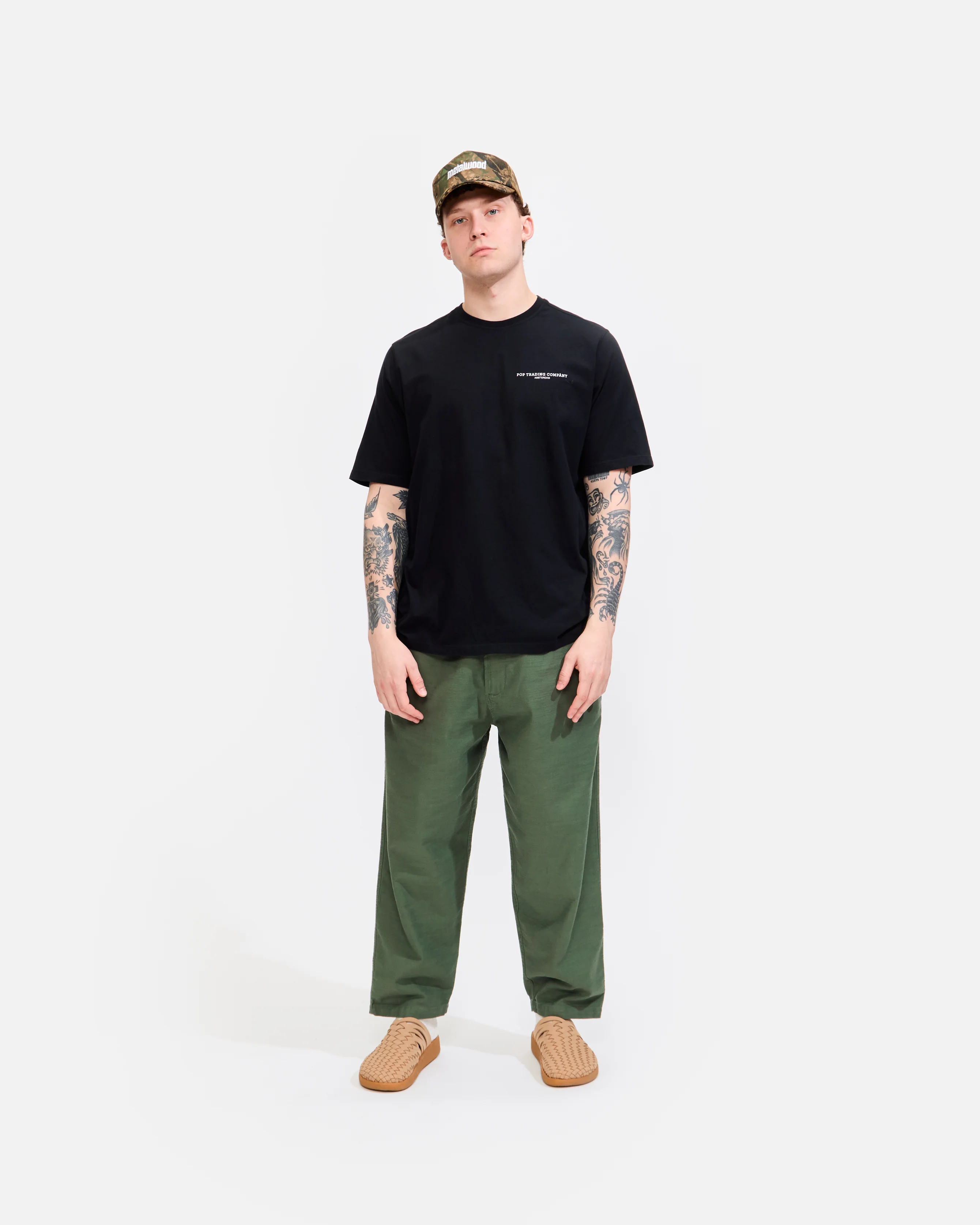 Hi Water Trouser in Olive Slub Sateen