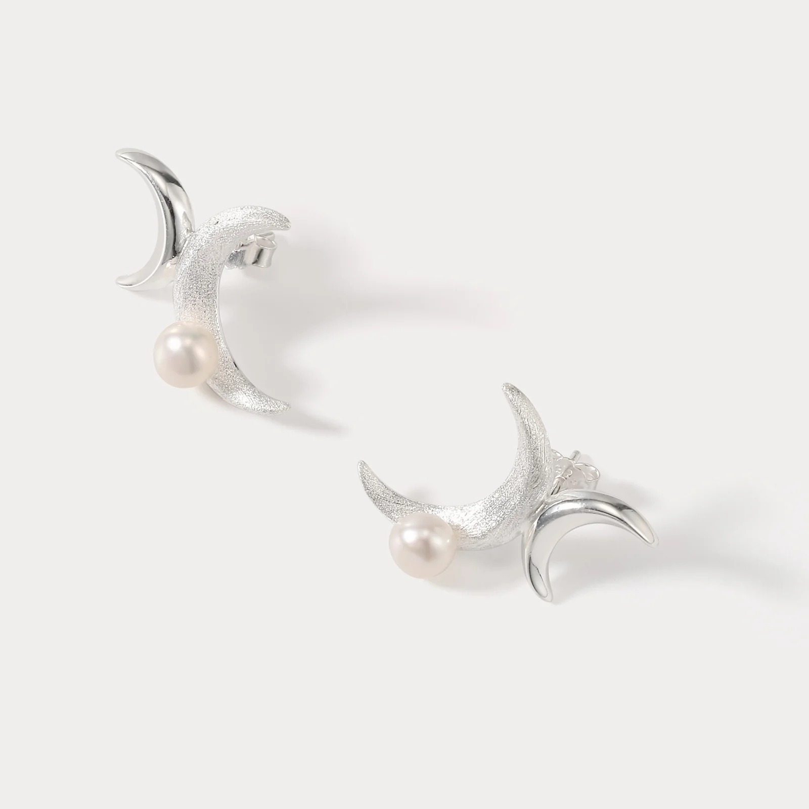 Silver Double Moon Earrings AL24111939