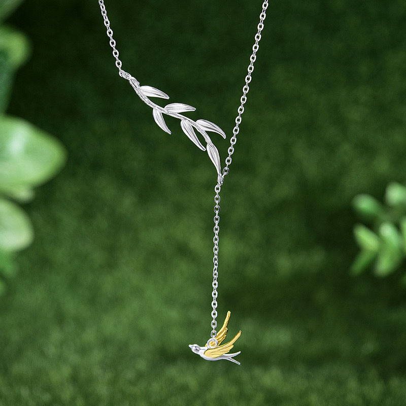 Gold Swallow & Willow Necklace
