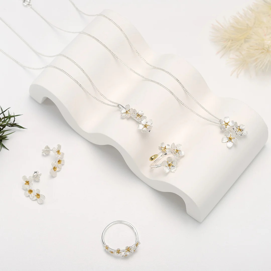 Forget-me-not flower silver ring01