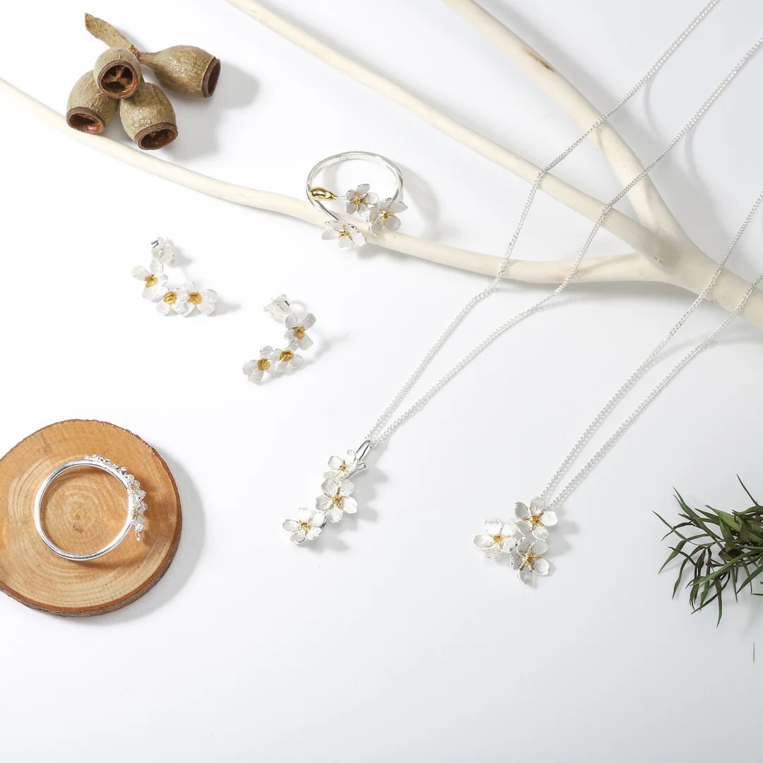 Forget-me-not flower silver ring01