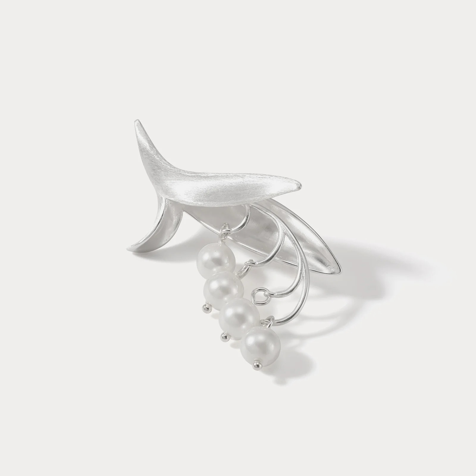Silver Lily Of The Valley Pearl Brooch