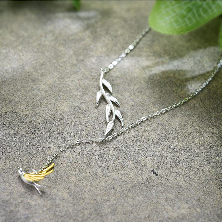 Gold Swallow & Willow Necklace