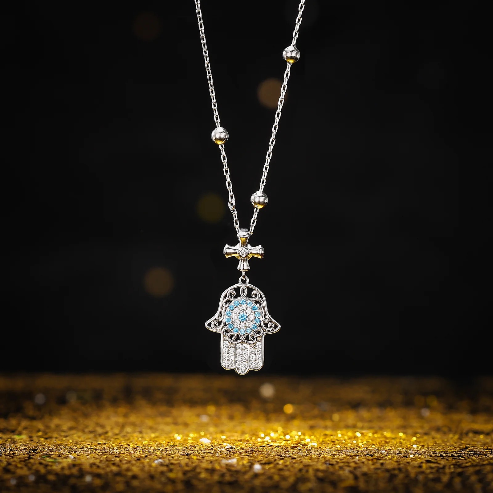 Silver Hamsa Hand Necklace