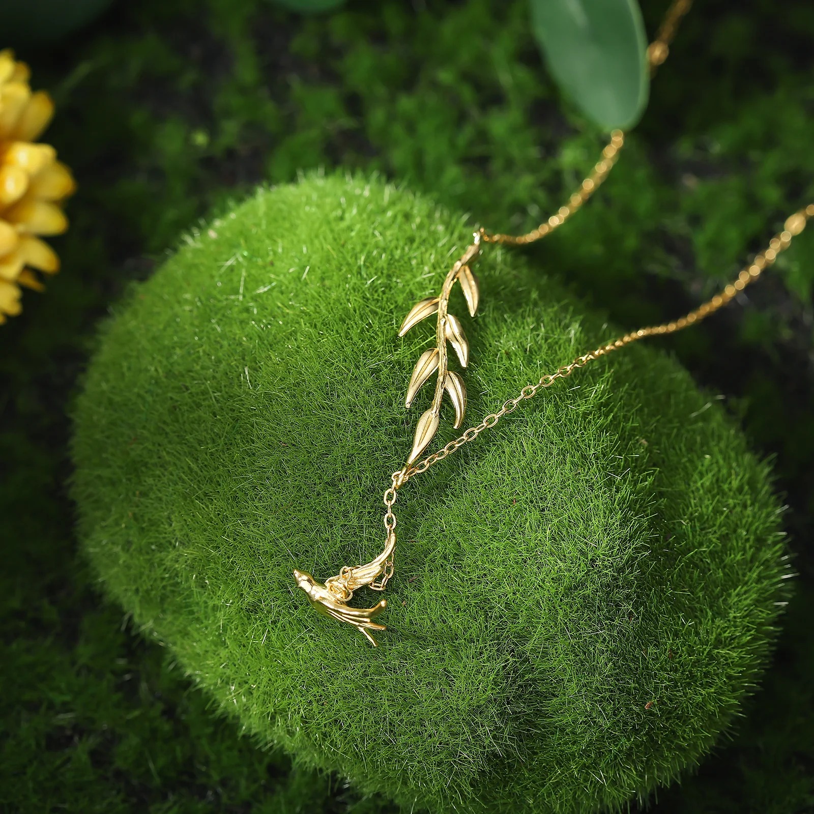 Gold Swallow & Willow Necklace