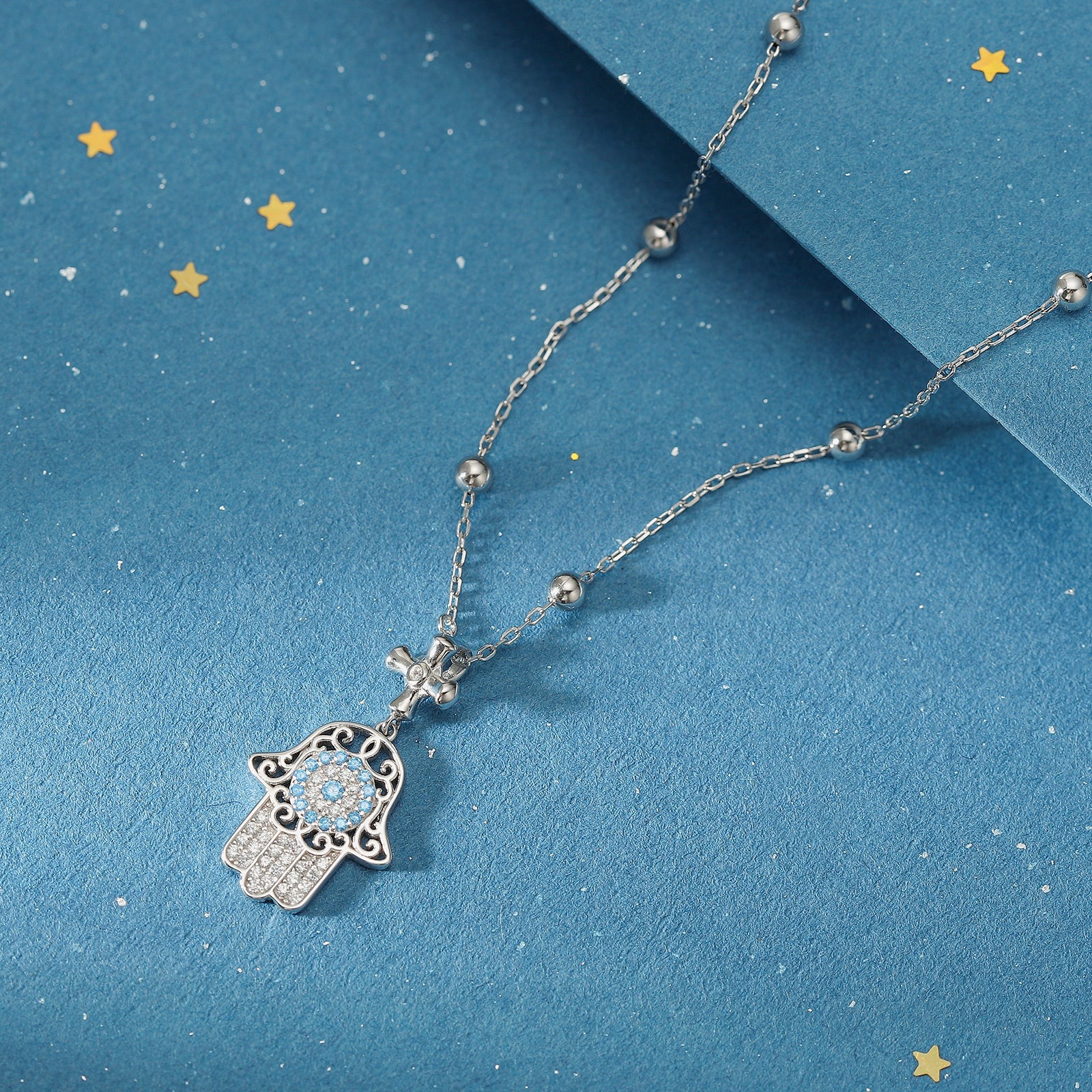 Silver Hamsa Hand Necklace