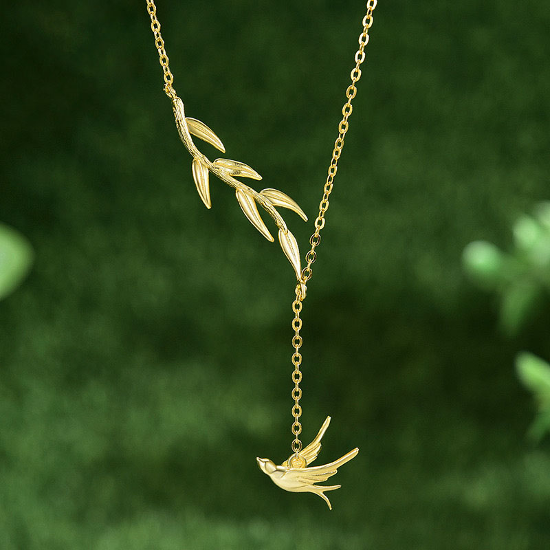 Gold Swallow & Willow Necklace