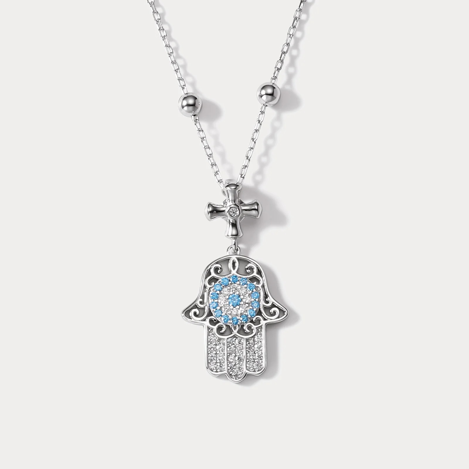 Silver Hamsa Hand Necklace