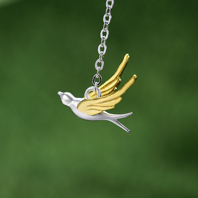 Gold Swallow & Willow Necklace