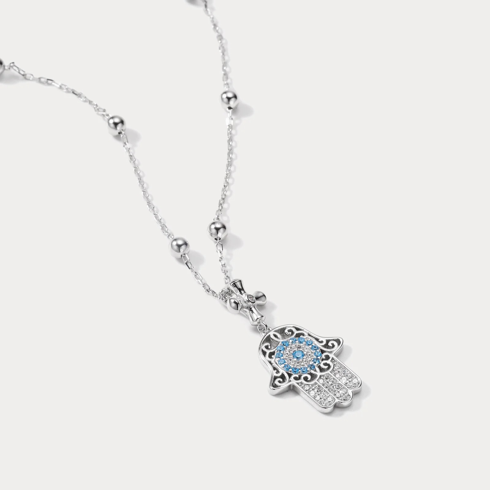 Silver Hamsa Hand Necklace