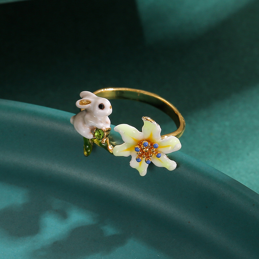 Pastoral style Daffodil & Rabbit Ring AL24112006