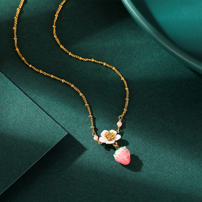 Pastoral style Strawberry & Flower Necklace AL24112003