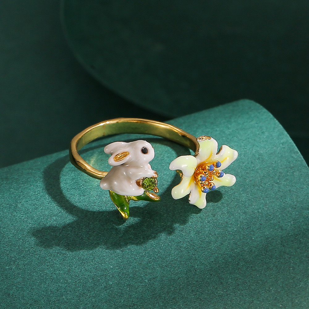 Pastoral style Daffodil & Rabbit Ring AL24112006