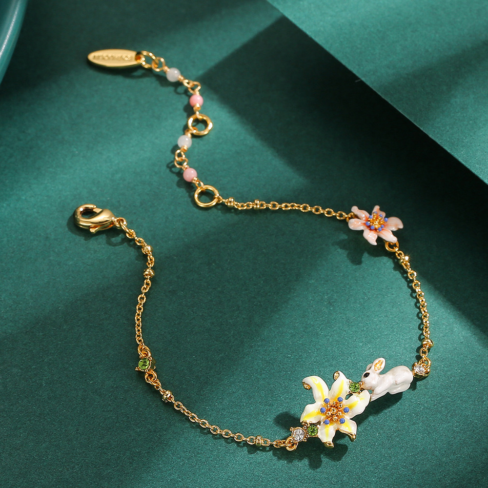 Pastoral style Daffodil and Bunny Bracelet