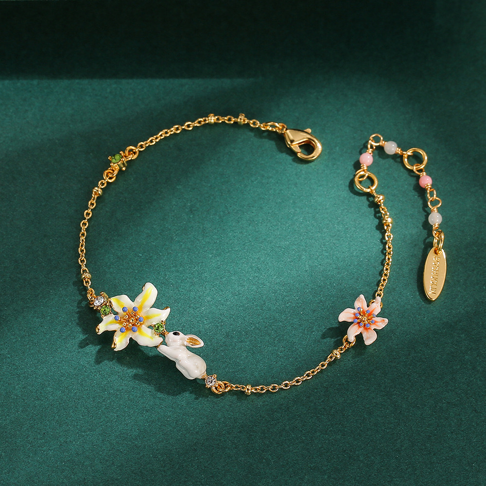 Pastoral style Daffodil and Bunny Bracelet