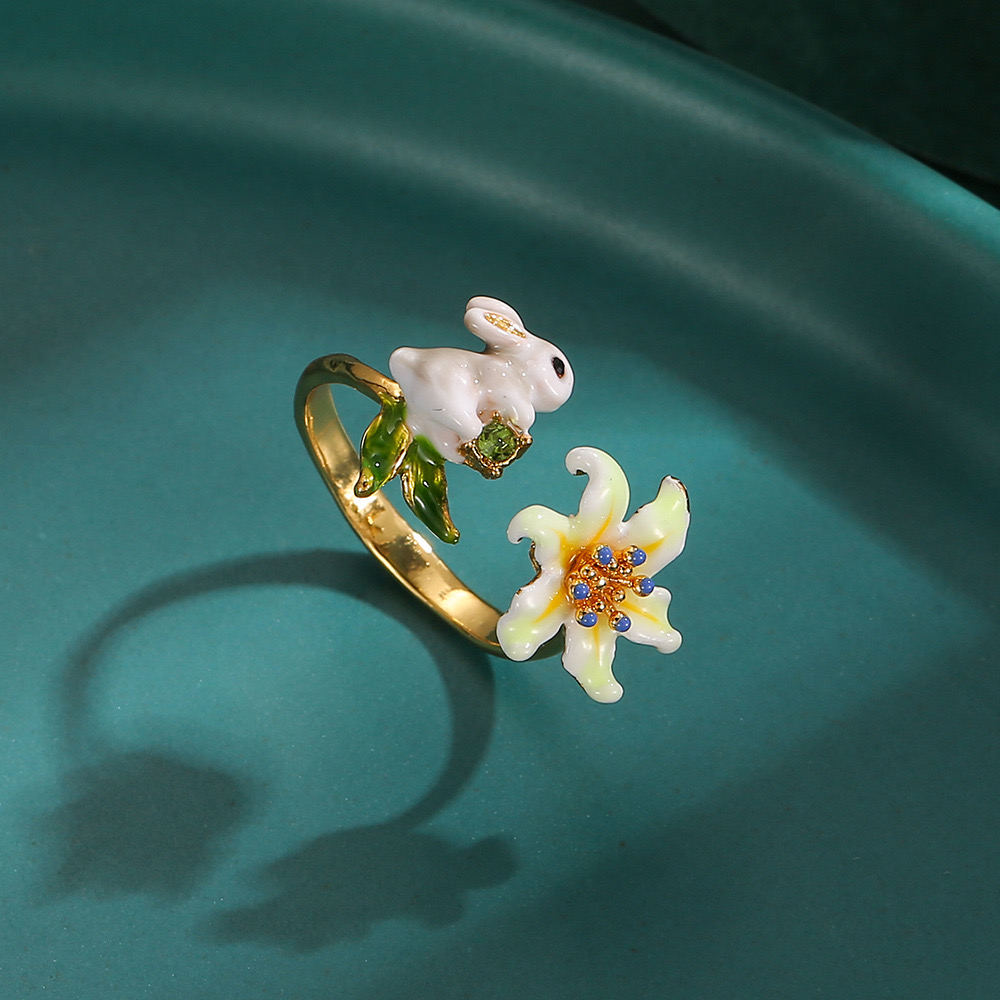 Pastoral style Daffodil & Rabbit Ring AL24112006