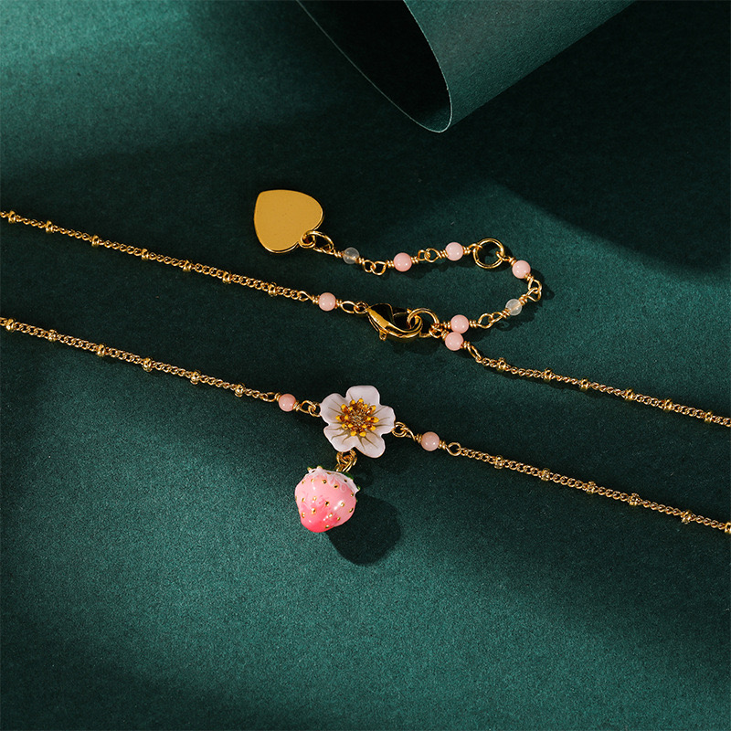 Pastoral style Strawberry & Flower Necklace AL24112003